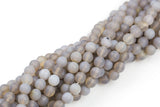Natural Matt Banded Gray Agate, High Quality in Matt Faceted Round, 6mm, 8mm, 10mm- Full 15.5 Inch Strand- Gemstone Beads