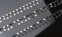 Cute Tarnished / Gunmetal Plated Dangly Star Brass Chain. High quality plating. By THE YARD