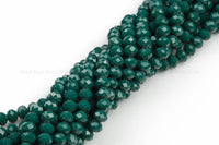 8mm Crystal Rondelle - 2 or 5 or 10 STRANDS- Teal Green