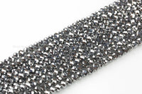 8mm Crystal Rondelle -2 or 5 or 10 STRANDS- Silver