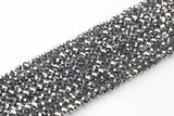 8mm Crystal Rondelle -2 or 5 or 10 STRANDS- Dark Silver