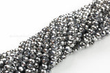 8mm Crystal Rondelle -2 or 5 or 10 STRANDS- Dark Silver