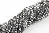 8mm Crystal Rondelle -2 or 5 or 10 STRANDS- Dark Silver