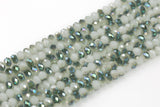 8mm Crystal Rondelle -1 or 5 or 10 STRANDS- White Jade half Green Metallic