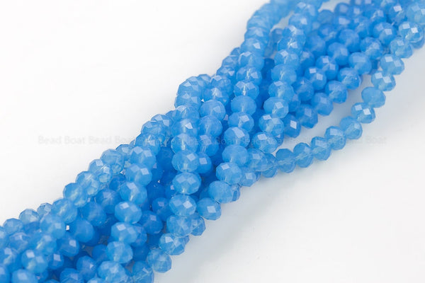 8mm Crystal Rondelle -1 or 5 or 10 STRANDS- Ocean Blue Chalcedony