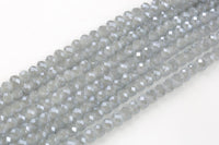 8mm Crystal Rondelle -2 or 5 or 10 STRANDS- Mystic Light Gray