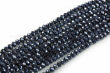 8mm Crystal Rondelle -2 or 5 or 10 STRANDS- Mystic Black