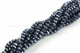 8mm Crystal Rondelle -2 or 5 or 10 STRANDS- Mystic Black