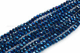 8mm Crystal Rondelle -1 or 5 or 10 STRANDS- Blue Metallic