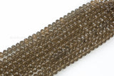 8mm Crystal Rondelle -2 or 5 or 10 STRANDS- Smokey Quartz