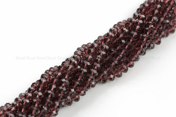 8mm Crystal Rondelle -1 or 5 or 10 STRANDS- Red Amethyst