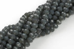 8mm Crystal Rondelle -2 or 5 or 10 STRANDS- Gray Jade