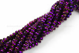 8mm Crystal Rondelle -1 or 5 or 10 STRANDS- Purple Metallic