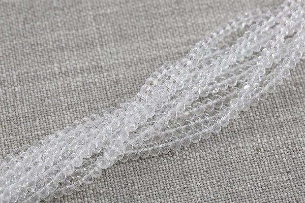 8mm Crystal Rondelle -2 or 5 or 10 STRANDS- Clear