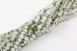 8mm Crystal Rondelle -2 or 5 or 10 STRANDS- Half Light Green Metallic