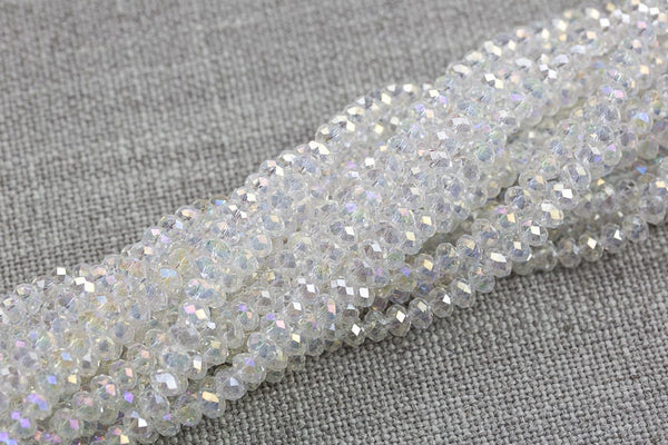 8mm Crystal Rondelle -1 or 5 or 10 STRANDS- Clear AB