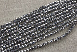 6mm Crystal Rondelle -1 or 5 or 10 STRANDS- Platinum SIlver