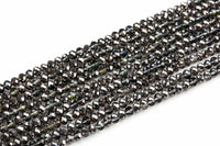 6mm Crystal Rondelle -1 or 5 or 10 STRANDS- Half Dark Silver