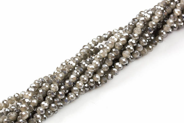 6mm Crystal Rondelle -1 or 5 or 10 STRANDS- Mystic Gray