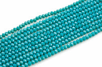 6mm Crystal Rondelle -2 or 5 or 10 STRANDS- Teal Blue Jade