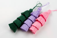 Ombre Puffy Tassels- 75mm - Triple Color- High Quality-30 Colors- Medium Size Solid Colors-2 pcs Per Order- Perfect for Earrings