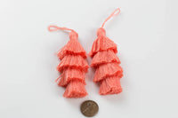 New! 4-Tiered Four Tiered Cotton Tassels Salmon 1 Pair 2 pcs