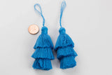 New! 3-Tiered Three Tiered Triple Cotton Tassels Kentucky Blue 1 Pair 2 pcs