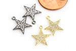 Star CZ Gold Pave 12mm Charm