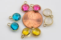 Gold Bezel Hydro Quartz Coin Charm 9mm- 8 pcs per order