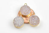 Mystic Druzy Coin Shaped wrapped in Gold! 12mm Charm- High Quality- Extra Sparkly- 3 Colors