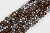 10mm Crystal Rondelle -1 or 5 or 10 STRANDS- Brown Topaz Silver