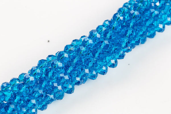 10mm Crystal Rondelle -1 or 5 or 10 STRANDS- Dark Aquamarine