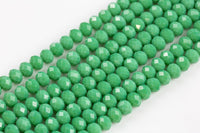 10mm Crystal Rondelle -1 or 5 or 10 STRANDS- Light Green Teal