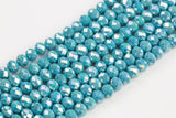 10mm Crystal Rondelle - 2 or 5 or 10 STRANDS- Mint Blue AB