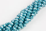 10mm Crystal Rondelle - 2 or 5 or 10 STRANDS- Mint Blue AB