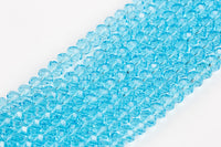 10mm Crystal Rondelle -1 or 5 or 10 STRANDS- Aquamarine