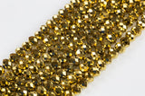 10mm or 12mm Crystal Rondelle -1 or 5 or 10 STRANDS- Gold