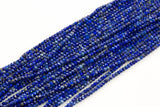 Natural Lapis Beads Full Strands-15.5 inches-3x4mm- Nice Size Hole- Diamond Cutting, High Facets-Nice and Sparkly-Faceted Rondelle