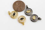 Cz Evil Eye Coin C.Z. Pendant- Gold- 12mm