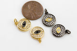 Cz Evil Eye Coin C.Z. Pendant- Gold- 12mm