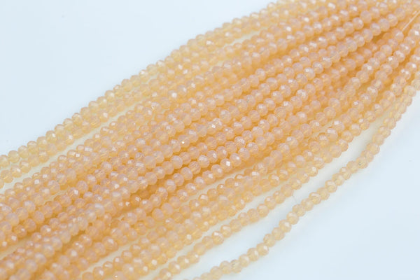 4mm Crystal Rondelle -1 or 5 or 10 STRANDS- Light Pale Peach