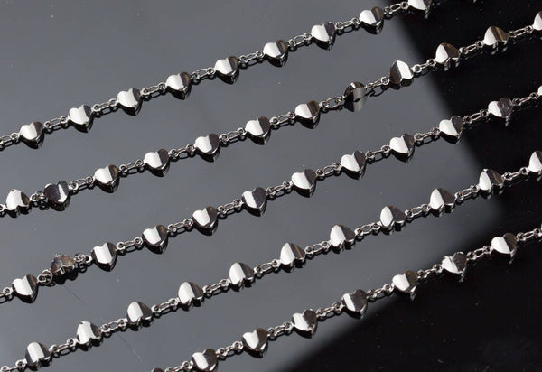 Cute Tarnished / Gunmetal Plated Heart Brass Chain. High quality plating. By THE YARD