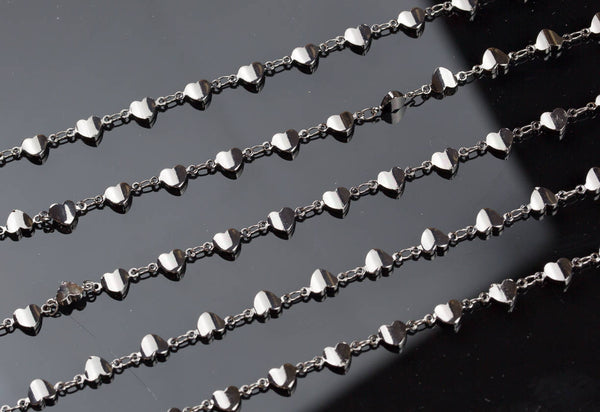 Cute Tarnished / Gunmetal Plated Heart Brass Chain. High quality plating. By THE YARD