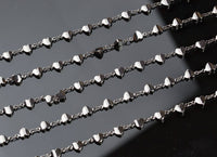Cute Tarnished / Gunmetal Plated Heart Brass Chain. High quality plating. By THE YARD