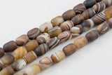 Natural Matt Banded Gray Agate, High Quality in Matt Barrel, 12*18mm- In Full 15.5 Inch Strand Gemstone Beads