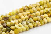 Natural 14*18mm Faceted Nuggets Middle Drilled- Yellow Opal Gemstone Beads
