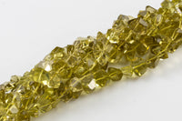 Natural 12*16mm Faceted Nuggets Middle Drilled- Lemon Citrine Gemstone Beads