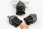 Buddha Wrapped In Hematite Crystal Pave- Semi Matt- Black - 26*34mm