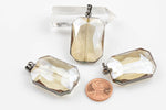 Champagne Crystal Wrapped Rectangle In Gunmetal Pendants