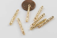 Hammered Skinny Tube Drops- 3*27mm- 4 per order